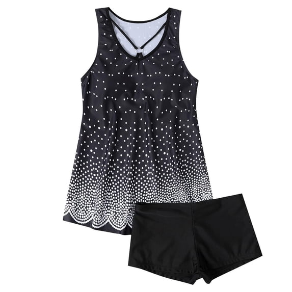 Plus Size Tankini Swimsuits for Women Strappy Tank Top with Boyleg Shorts 2 Piece Bathing Suits Swimwear (3X-Large, Black 01)
