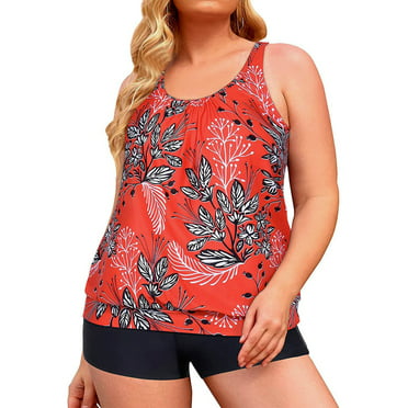 FNFYFH 2 Piece Tankini with Skirt Swimsuits for Plus Size Women, Women ...