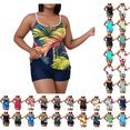 thumbnail image 1 of Plus Size Tankini Swimsuits for Women Oversized Casual Bathing Suit Printed Split Tank Top With Chest Cushion Swimsuit Set, 1 of 7
