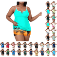 thumbnail image 1 of Plus Size Tankini Swimsuits for Women Oversized Casual Bathing Suit Printed Split Tank Top With Chest Cushion Swimsuit Set, 1 of 7