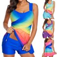 thumbnail image 1 of Plus Size Tankini Swimsuits for Women Padded Swimsuits Set Push Up Tankini Tops with Shorts Two Piece Bathing Suits, 1 of 1