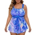 thumbnail image 1 of Plus Size Tankini Swimsuits for Women Two Piece Bathing Suit Shorts Tummy Control Swimwear, 1 of 4