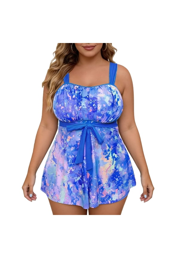 Plus Size Tankini Swimsuits for Women Two Piece Bathing Suit Shorts Tummy Control Swimwear