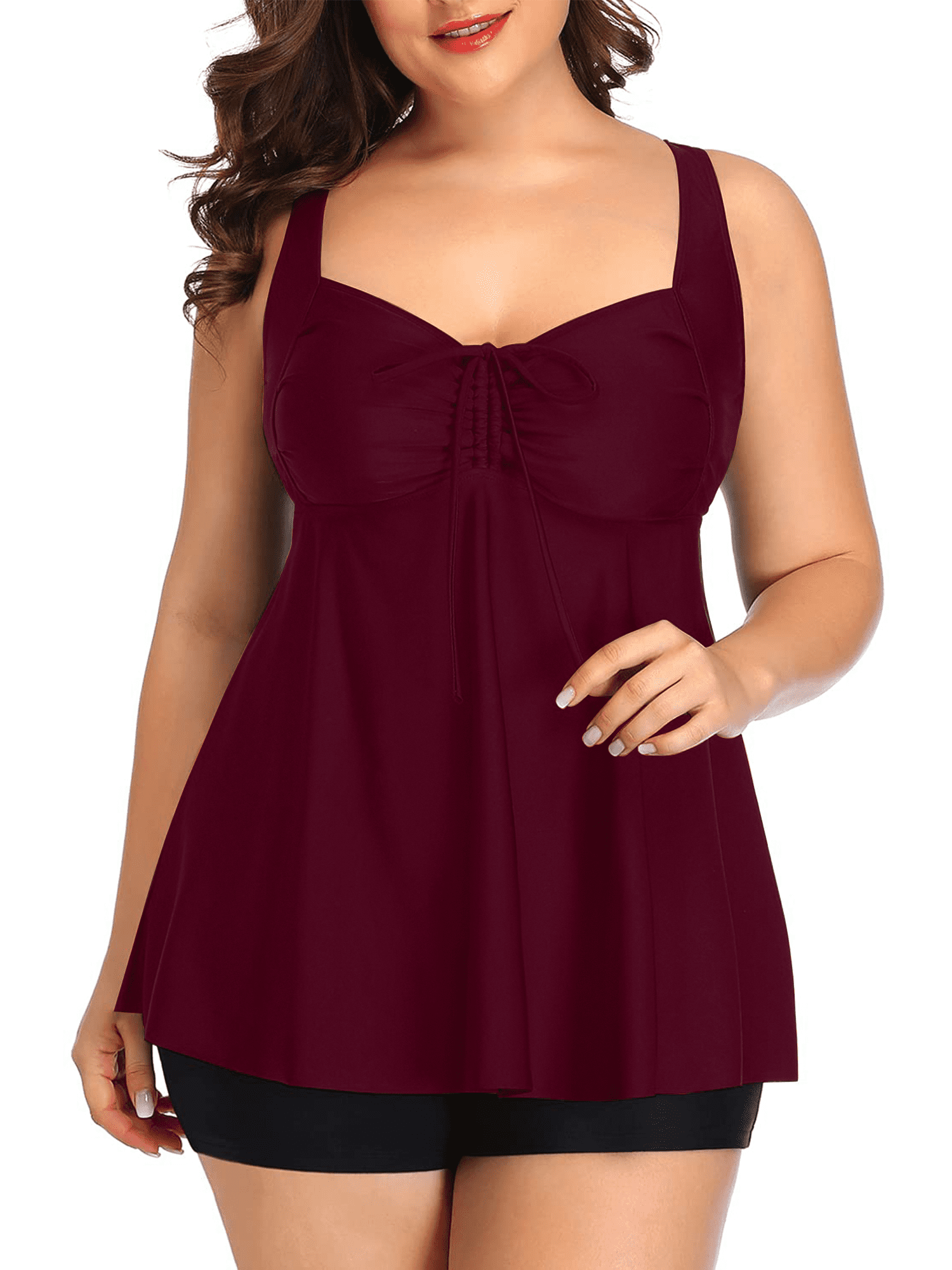 Plus Size Women's Tankini Swimsuits with Boyshorts, Two Piece Bathing