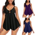 thumbnail image 1 of Plus Size Tankini Top Fashion Printed Bikini Push-Up Padded Summer Clothes for Women,Purple-1,M, 1 of 6