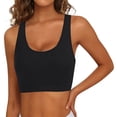 thumbnail image 1 of Plus Size Tankini Top Sports Bra Bikini Top Push Up Neck Crop Womens Clothing,Black,S, 1 of 5
