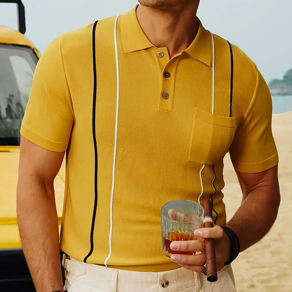 Plus Size Tee Shirts Short Sleeve Shirt for Men Men's Fashion Knit Casual Solid Color Short Sleeve Turndown Collar Blouse Shirt