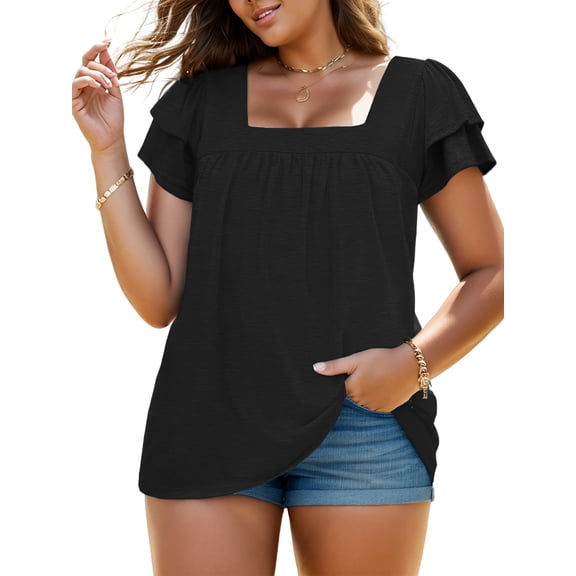 Plus Size Tee Shirts for Women Summer Casual Tees Short Sleeve Comfy Tops