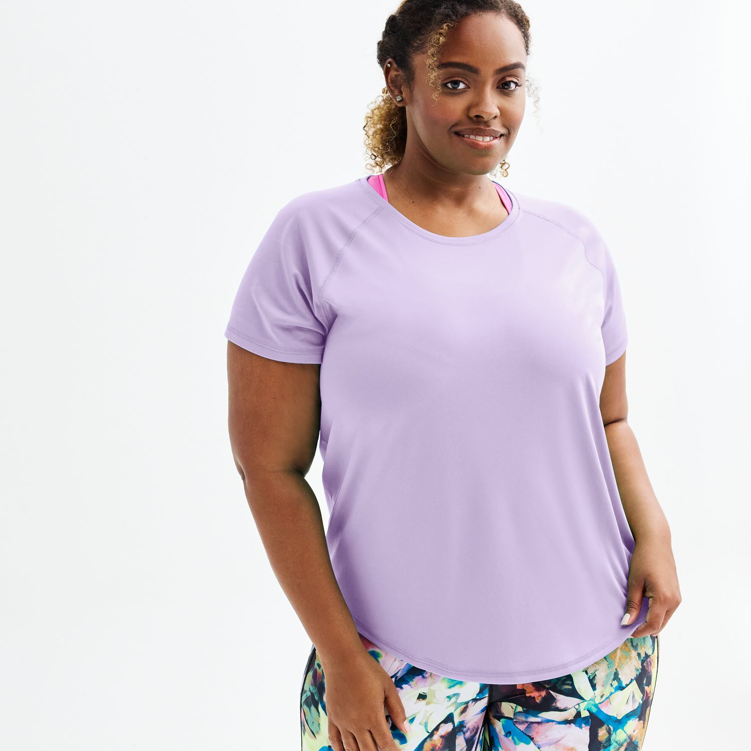 Plus Size Tek Gear Dry Tek Short Sleeve Tee Color Lilac Size 2X