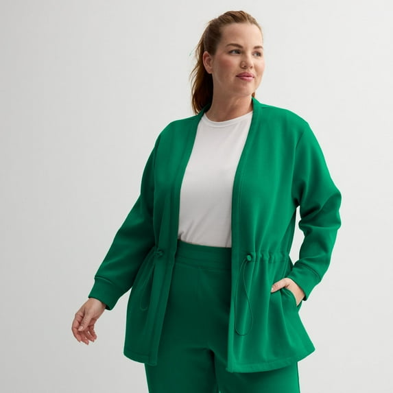 Plus Size Tek Gear® Ultracomfort Cinch Cardigan Color: Rugged Green Size: 3X