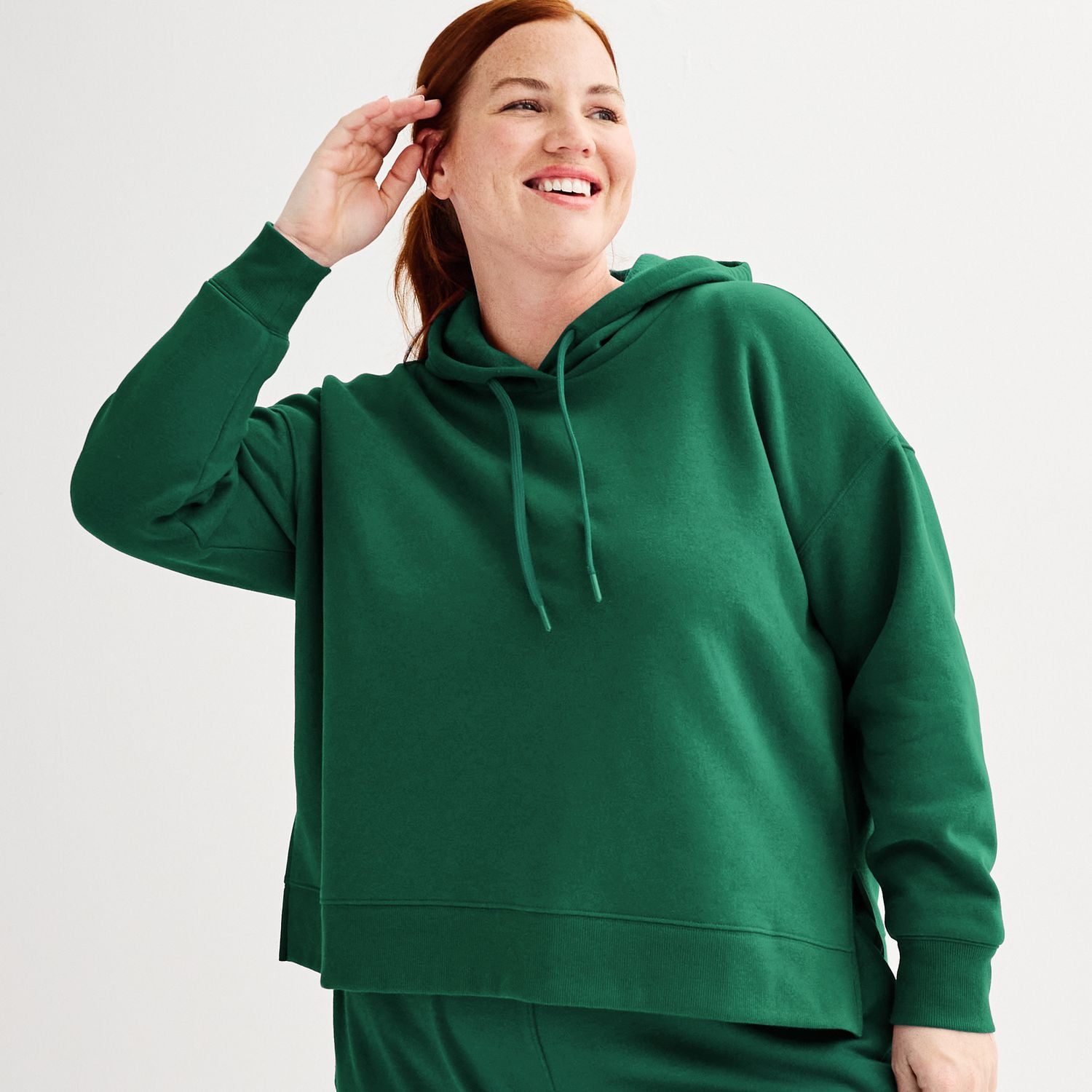 Plus Size Tek Gear Ultrasoft Fleece Hoodie Color Rugged Green Size 1X