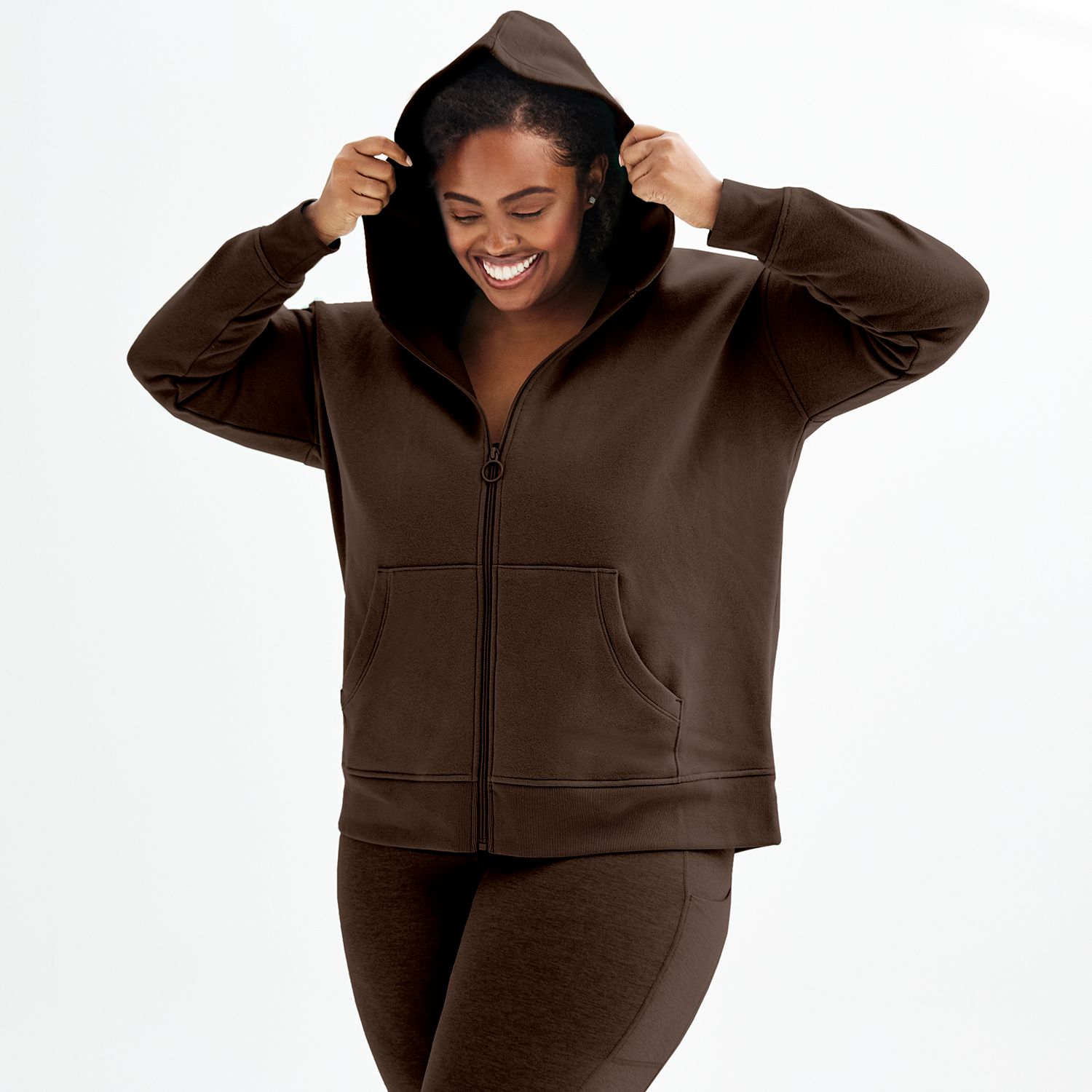 Plus Size Tek Gear Ultrasoft Fleece Long Jacket Color Birk Brown Size 1X Walmart