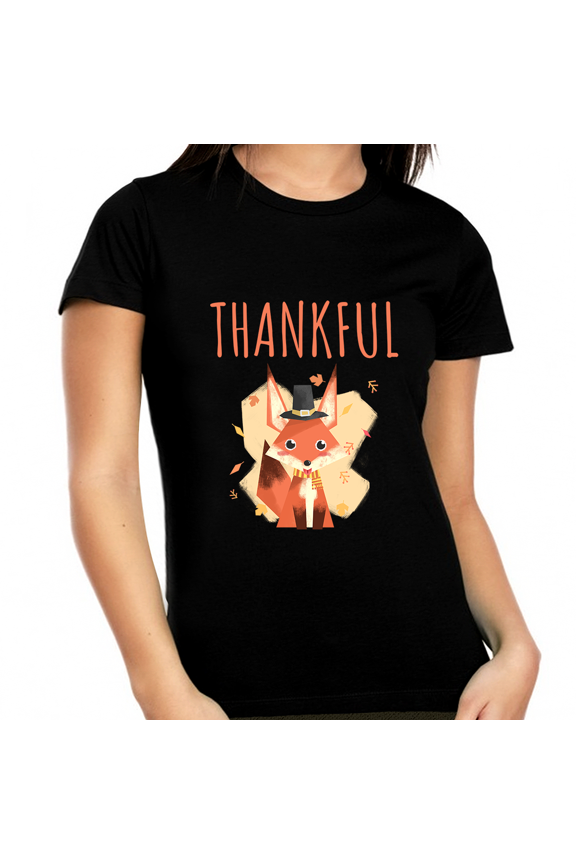 Plus Size Thanksgiving Shirts for Women Cute Fox Shirt Fall Shirts Women Plus Size Thankful Shirts for Women