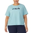 thumbnail image 1 of Plus Size Thea Cotton Logo Short-Sleeve T-Shirt Iced Aqua Fila Navy Biscay 1X, 1 of 3