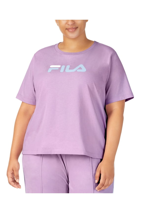 Plus Size Thea Cotton Logo Short-Sleeve T-Shirt Orchid Bouquet Forever Blue 2X