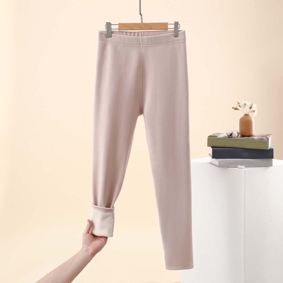 Plus Size Thermal Underwear for Women Lounge Pants Casual Fleece Warm Thicken Pull-On Trouser L-3XL
