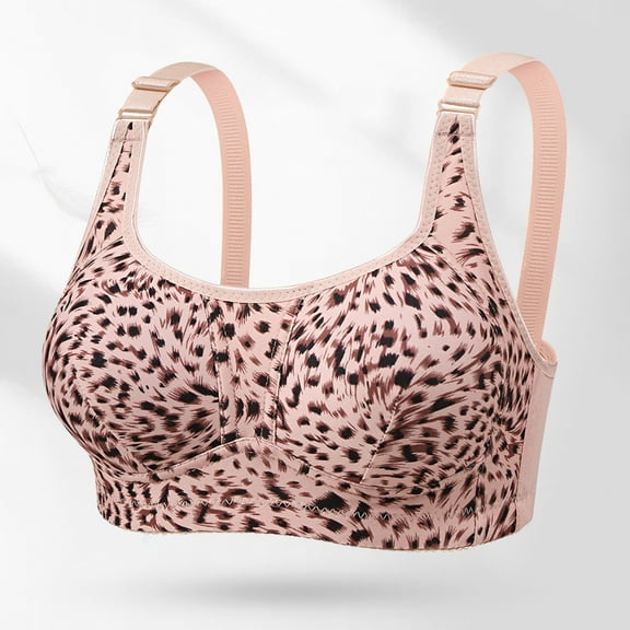 Plus Size Thin and Alluring Leopard - Print Push - Up Bra - Wireless, Adjusting, Blended Material