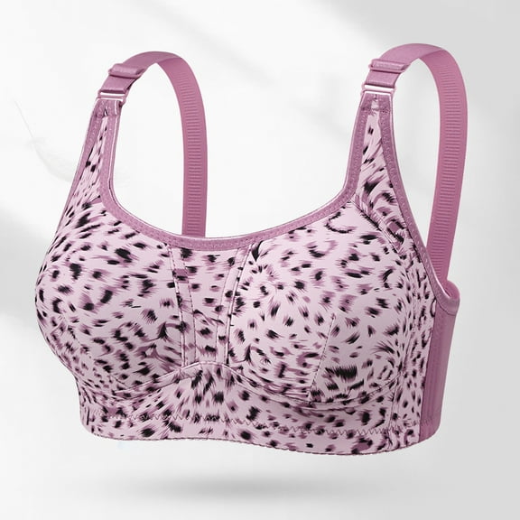 Plus Size Thin and Alluring Leopard - Print Push - Up Bra - Wireless, Adjusting, Blended Material