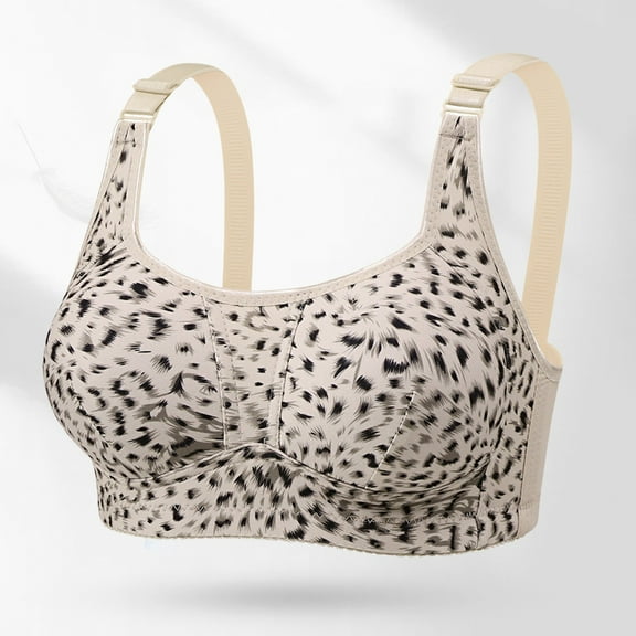Plus Size Thin and Alluring Leopard - Print Push - Up Bra - Wireless, Adjusting, Blended Material