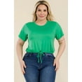 thumbnail image 1 of Plus Size Tie Front Drawstring Short Sleeve Crop Top, 1 of 5