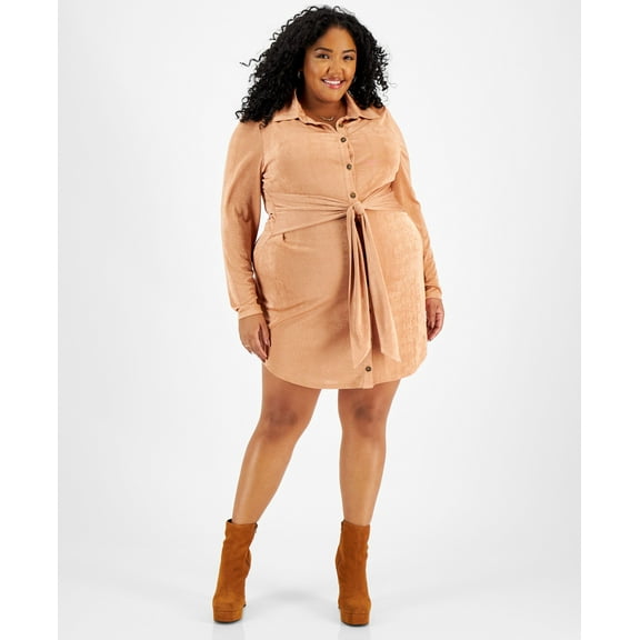Plus Size Tie-Front Dress Matte Blush 1X