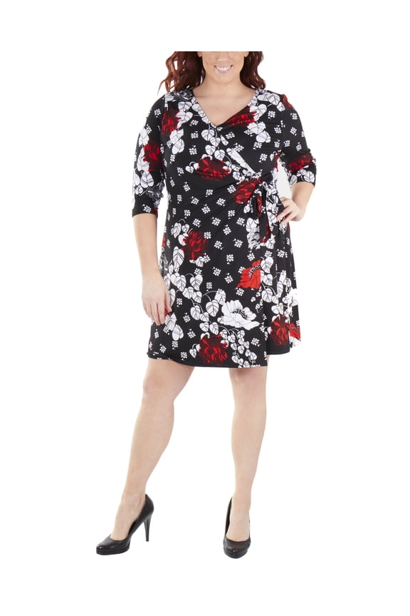 Plus Size Tie Front Wrap Dress
