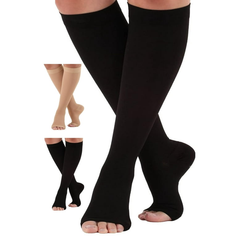 Plus Size Toeless Compression Socks for Men Women 30-40mmHg