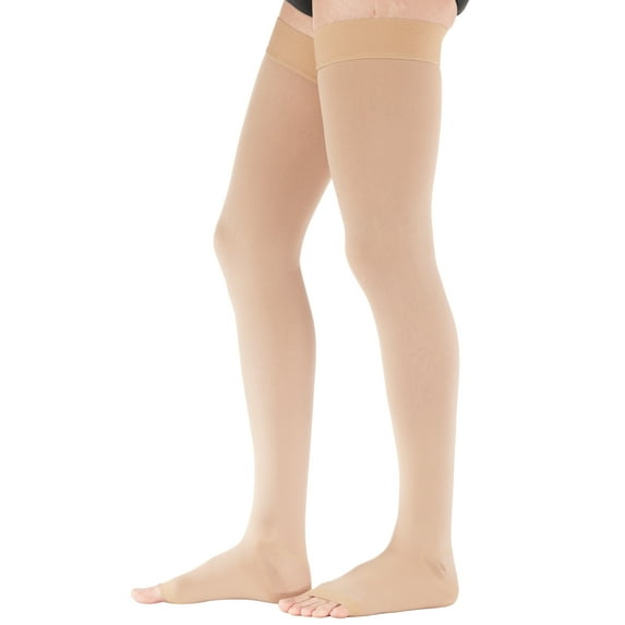 Plus Size Toeless Compression Stockings for Women and Men 20-30mmHg - Beige, 5X-Large