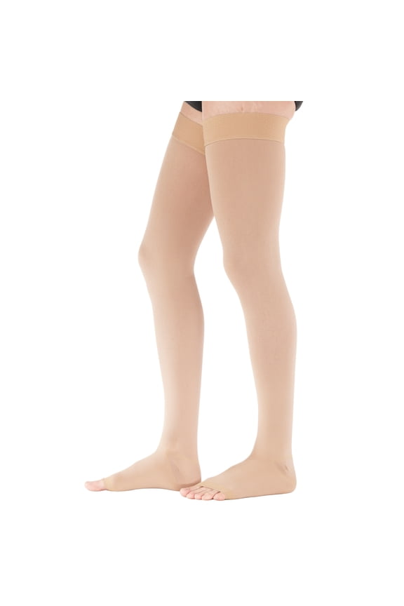 Plus Size Toeless Compression Stockings for Women and Men 20-30mmHg - Beige, 5X-Large