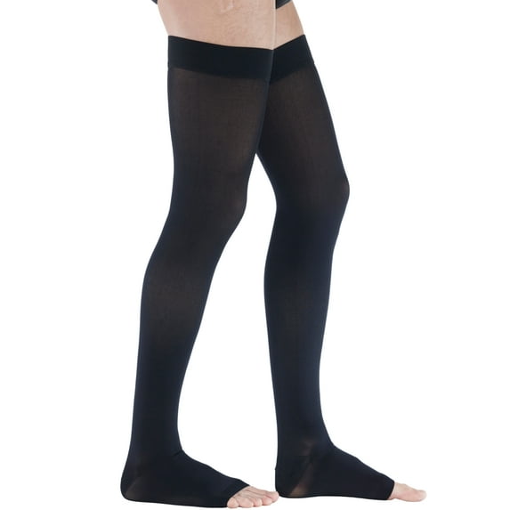 Plus Size Toeless Compression Stockings for Women and Men 20-30mmHg - Black, 5X-Large