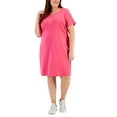 thumbnail image 1 of Plus Size Toggle-Neck Short-Sleeve Henley Dress Steel Rose 3X, 1 of 1