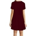 thumbnail image 1 of Plus Size Top ,Women Short Sleeve Solid Ladies Loose Mini Dress Wine 10(XL), 1 of 5
