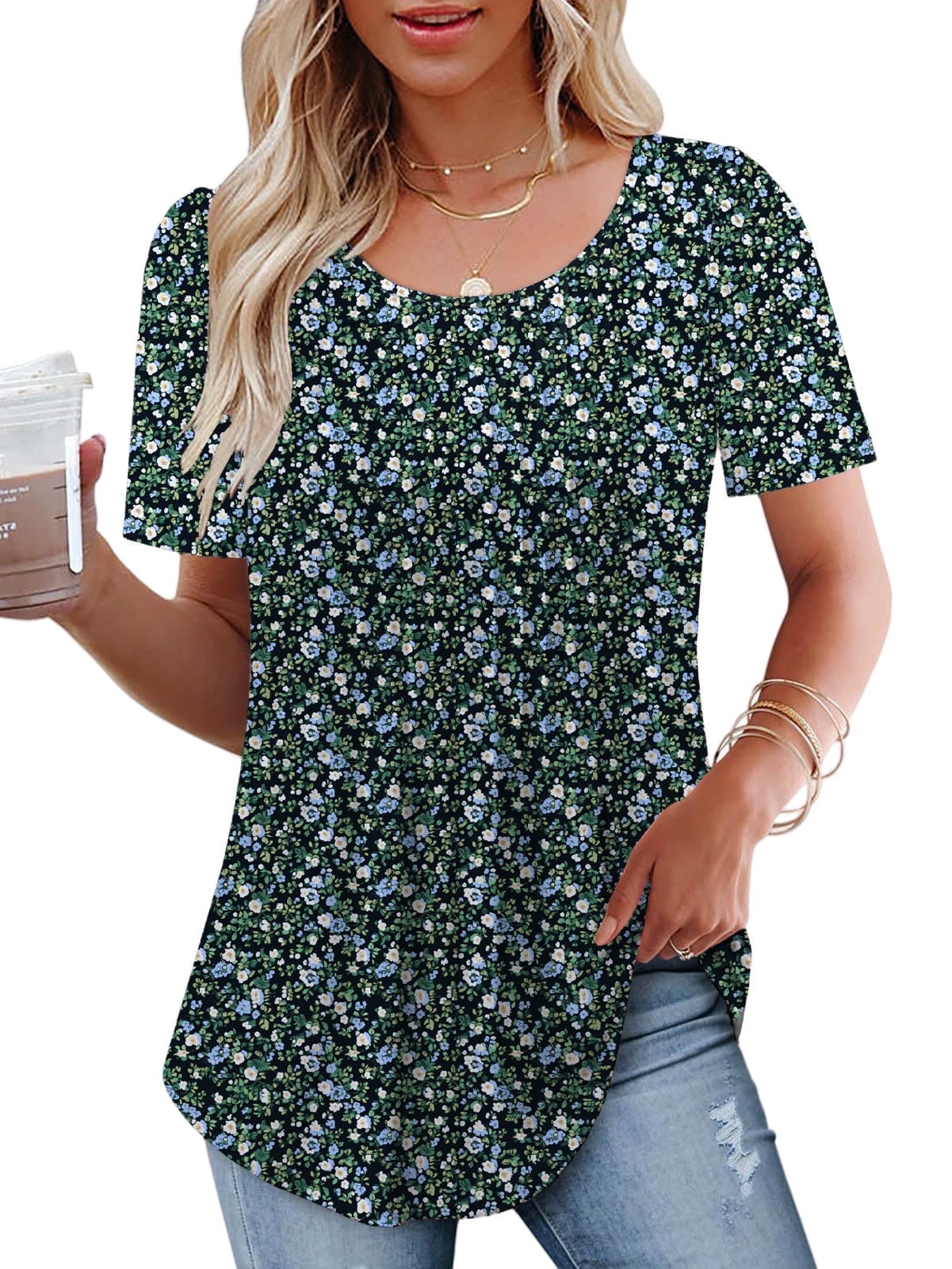 Plus Size Tops For Women 2X Summer Short Sleeve Shirts Casual Scoop ...