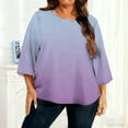 thumbnail image 1 of Plus Size Tops For Women 3/4 Sleeve Casual Tops For Women Round Neck T-shirt Gradient Print Womens Plus Size Shirt Loose Fit Basic Tops For Woman, 1 of 6