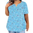 thumbnail image 1 of Plus Size Tops For Women Printed V Neck Blouse Casual Loose Summer Short Sleeve Blouse, 1 of 5