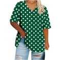 thumbnail image 1 of Plus Size Tops For Women V Neck T Shirts Loose Fit Business Casual Blouses Dressy Graphic Tee Army Green 4XL, 1 of 4
