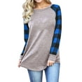 thumbnail image 1 of Plus Size Tops Plaid Harajuku T-Shirts Women Long Sleeve Baseball Tee Shirt Ladies Loose Casual Femme Streetwear Chic Tops, 1 of 2
