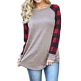 thumbnail image 1 of Plus Size Tops Plaid Harajuku T-Shirts Women Long Sleeve Baseball Tee Shirt Ladies Loose Casual Femme Streetwear Chic Tops, 1 of 2