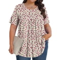 thumbnail image 1 of Plus Size Tops T-shirts for Women Tunic Short Sleeve Shirts Floral Blouses Loose Summer Tops Round Neck Summer Fashion Basic Daily Essentials L-5XL, 1 of 8