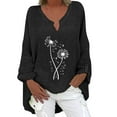 thumbnail image 1 of Plus Size Tops Trendy Western Tops for Ladies V-Neck Pullover Loose Tunic Long Sleeve T Shirts Solid Color Sweatshirts Womens Spring Fashion Black M, 1 of 6