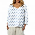 thumbnail image 1 of Plus Size Tops for Women 3/4 Length Sleeve V Neck Women's Tops Polka Dot Print Linen T Shirts Dressy Casual Blouse Loose Fit Tops Elbow Sleeve Blouses, 1 of 7