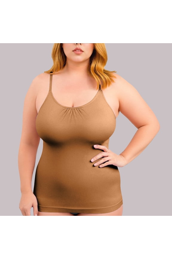 Plus Size Tops For Women Compression Tank Tops for Women High Shaping Scoop & V-Neck Cami Shapewear Tummy Control Camisole Tank Tops for Women Plus Size Tank Tops