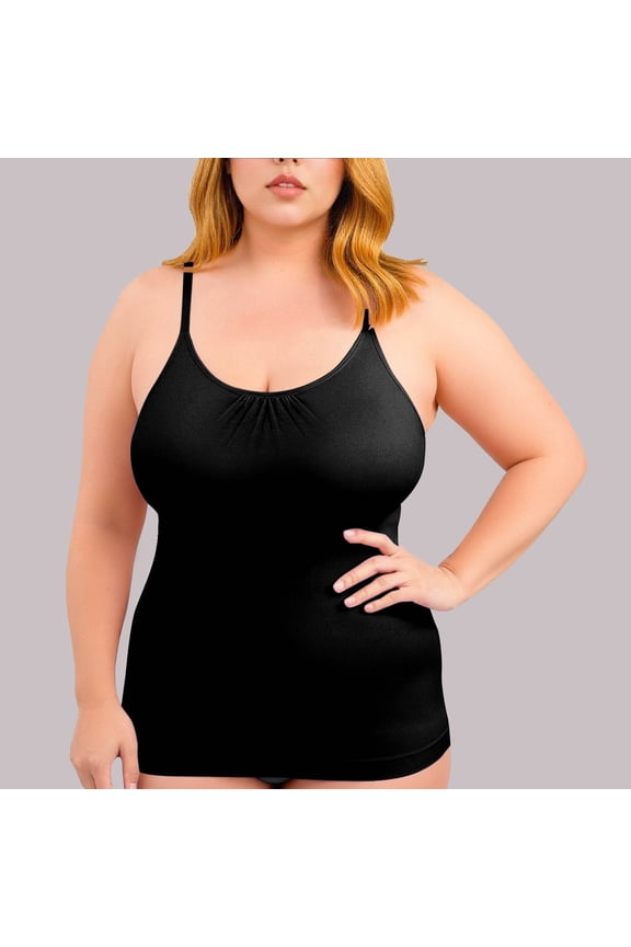Plus Size Tops For Women Compression Tank Tops for Women High Shaping Scoop & V-Neck Cami Shapewear Tummy Control Camisole Tank Tops for Women Plus Size Tank Tops