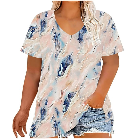 Plus Size Tops for Women Cotton V Neck Short Sleeve Shirts for Women Solid Color Blouses for Women Dressy Womens Tops Shirts for Women Womens Fall Fashion 2025 Tops Women Shirts