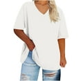 thumbnail image 1 of Xdegoge Plus Size Tops for Women Dressy Casual Short Sleeve Summer Shirts Oversized V Neck T Shirt Loose Fit Tunic Blouses Fashion Printed Graphic Tees, 1 of 4