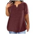 thumbnail image 1 of Plus Size Tops for Women, V Neck T Shirts for Women Short-Sleeve V-Neck T-Shirt Sexy Wrap Shirt Short Sleeve Tunic Top Shirts Womens Summer Tops Loose Tops Blous #2, 1 of 6