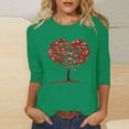 thumbnail image 1 of Plus Size Tops for Women Viikei Long Sleeve Womens Tops,2025 New Year Women's Casual Printed Round Neck Three Quarter Sleeve 3/4 Sleeve T-shirt Top Green XL, 1 of 4