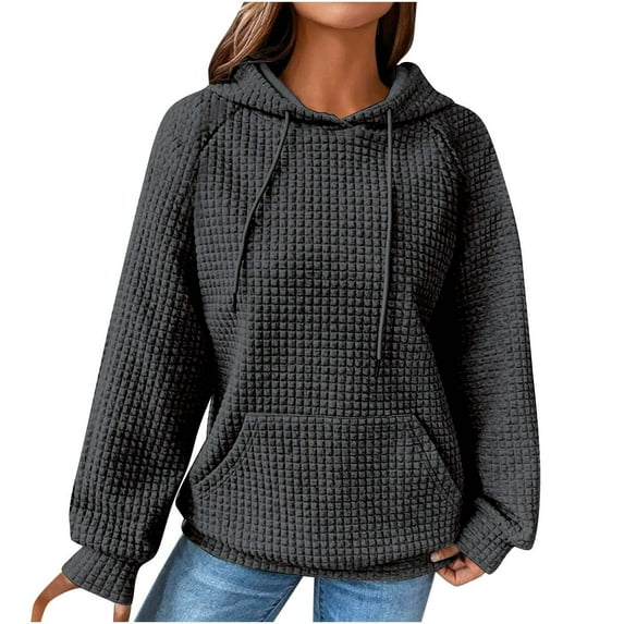 Plus Size Tops for Women Viikei Spring Womens Sweatshirts Long Sleeves Plus Size O-Neck Loose Fit Solid Color Pullover Hoodie for Women Long Sleeve Round Neck Sweatshirts Tops Blouse Plain Hoodie