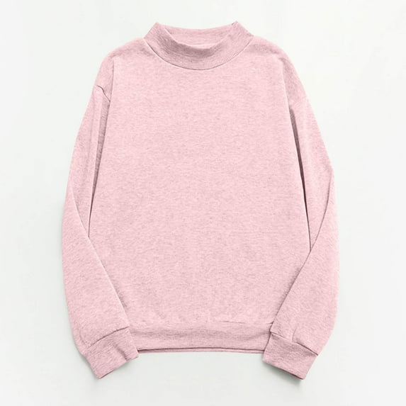 Plus Size Tops for Women Viikei Womens Sweatshirts Clearance,Long Sleeve Tops for Women Dressy,Women's Oversized Round Neck Sweatshirts Long Sleeve Turtleneck Velvet Sweatshirt Pink S