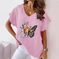 thumbnail image 1 of Plus Size Tops for Women Viikei Womens Tops Short Sleeve Blouse,Summer Shirts for Women Short Sleeve,Women V-neck Print T-Shirts Fashion Comfortable Female Blouses Pink S, 1 of 4